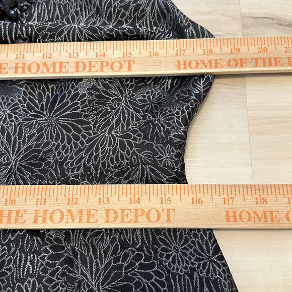 Eliza J Women 10 Dress Sheath Beaded Sleeveless Silver Floral Black Formal - Picture 8 of 10